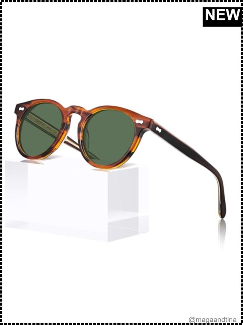 Acetate Polarized Sunglasses Retro Round UV400 Driving Fishing Golf